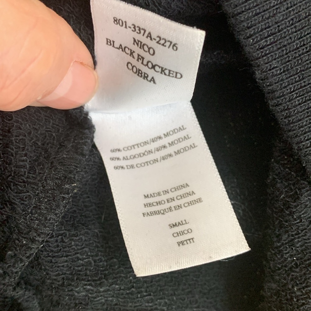 Rails | Black Nico Flocked Cobra Cotton Model Loungewear Hoodie Sweatshirt S - Picture 12 of 17